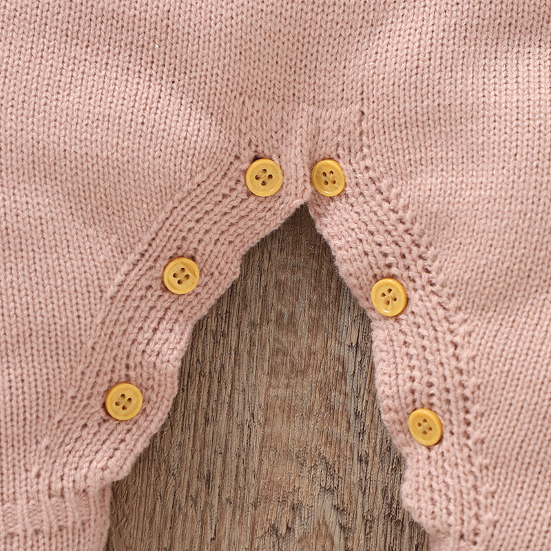 Kūdikių mergaičių šliaužtinukai Kepurės Drabužiai Rudens žiemos rožinės spalvos ilgomis rankovėmis Megzti naujagimių kombinezonai Apranga 0-18m Mažylių apatiniai drabužiai Žaidimų kostiumai