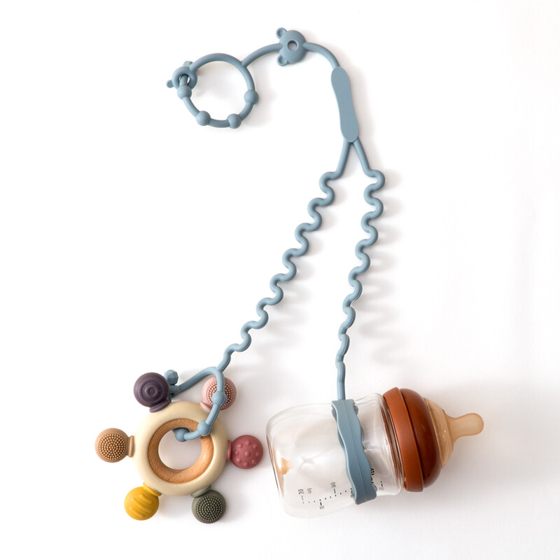 Nauja 1 vnt kūdikių čiulptuko grandinėlė su 2 spaustukais kūdikių buteliuko grandinėle, reguliuojama silikoninė čiulptuko grandinėlė, dantukai, žaisliniai vežimėlio priedai