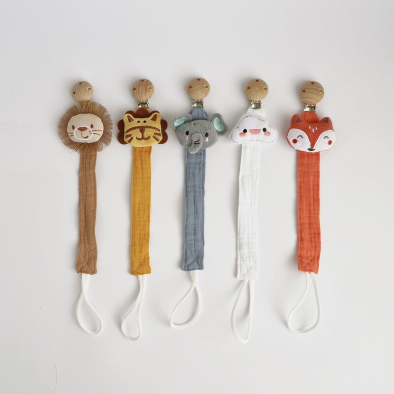 1GB zīdaiņu knupja saspraude, jaundzimušā kokvilnas koka dzīvnieku knupja ķēde, knupīšu knupīšu manekena turētājs videi draudzīgs materiāls