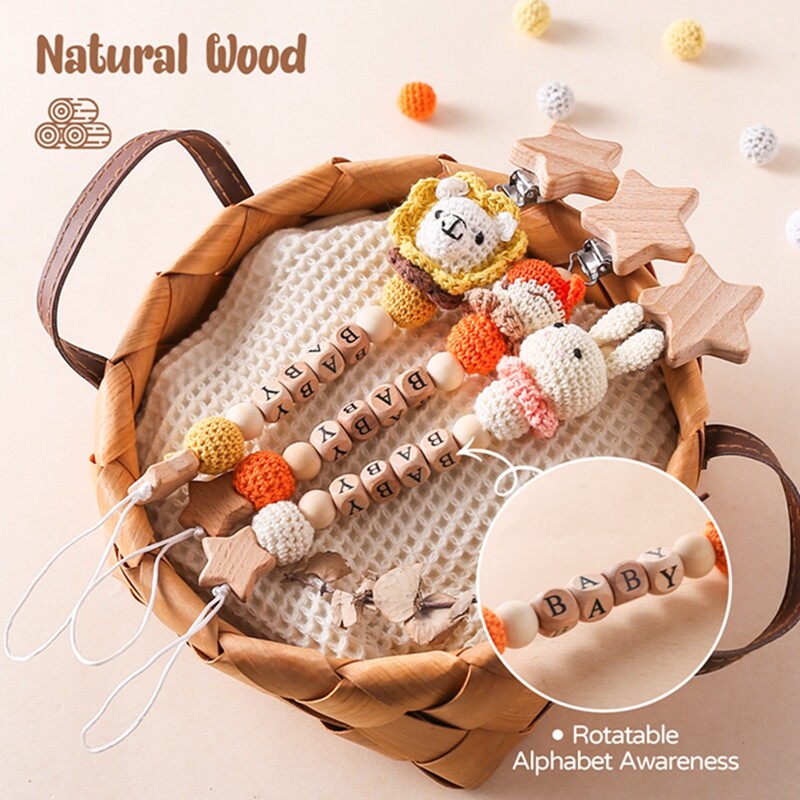 Kūdikių čiulptuko grandinėlė Nerimo triušio čiulptuko segtukai BPA nemokami pritaikomi karoliukai Rankų darbo laikiklio grandinėlė kūdikiui žindomam dantukai