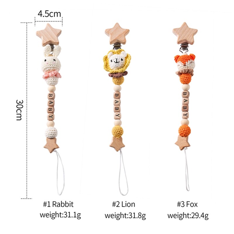 Kūdikių čiulptuko grandinėlė Nerimo triušio čiulptuko segtukai BPA nemokami pritaikomi karoliukai Rankų darbo laikiklio grandinėlė kūdikiui žindomam dantukai