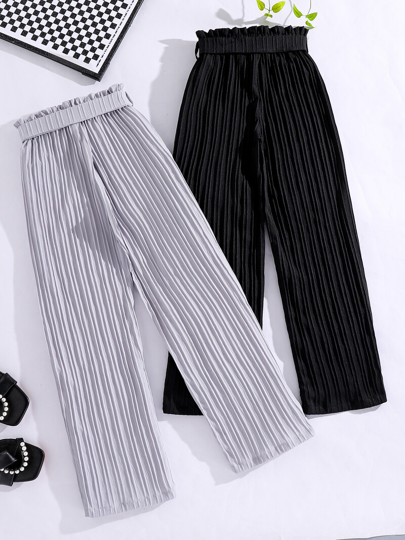 Pavasario ir rudens mergaičių mados duobutės laisvos tiesios kojos laisvos plačios laisvalaikio kelnės 2 vnt