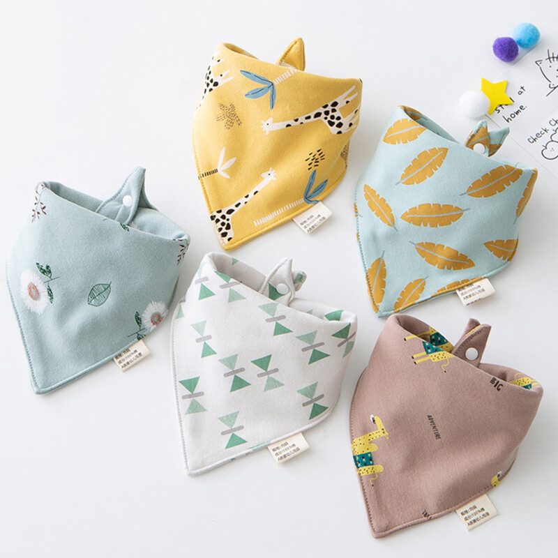 Jauni 5 gab./partija zīdaiņu priekšautiņi jaundzimušo barošanai, atraugas, audums, kokvilna, bērni, trīsstūrveida šalle, zobu griešana, siekalu dvielis, mīkstas bandānas priekšauti