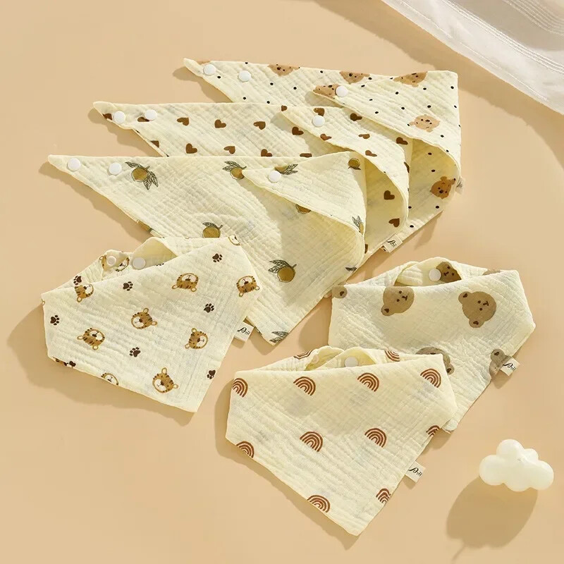 5 vnt kūdikių muslino seilinukai trikampiai minkšti medvilniniai audiniai, seilių prijuostė rankšluosčiai, juostinė skarelė, maitinanti seilėtekį, korėjietiško stiliaus