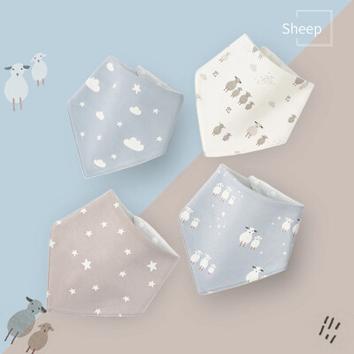 INSULAR zīdaiņu priekšautiņi, ūdensnecaurlaidīgi zīdaiņu siekalu dvieļi trīsstūra tipa bērniem, atraugas, piena dvielis, kokvilna, ādai draudzīgs, 4 gab.