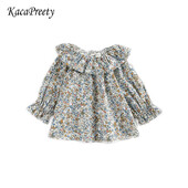 0-24m Mergaičių raukiniai marškiniai Medvilnė ilgomis rankovėmis nėriniuota palaidinė kūdikiams naujagimiams viršutiniai marškinėliai vaikams marškinėliai mergaičių drabužiai pavasario ruduo