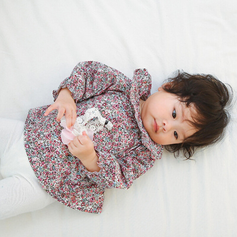 0-24m Mergaičių raukiniai marškiniai Medvilnė ilgomis rankovėmis nėriniuota palaidinė kūdikiams naujagimiams viršutiniai marškinėliai vaikams marškinėliai mergaičių drabužiai pavasario ruduo