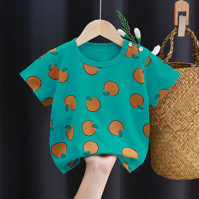 Vasaras bērnu T-krekls Modes karikatūra Meiteņu T-krekli Īsām piedurknēm Kokvilnas Zēnu Topi Korejiešu ikdienas apģērbi bērniem 0–7 gadu vecumam lēti