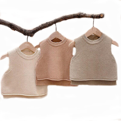 Beebitüdrukute kampsunid Baby Girl Solid Varrukateta Pullover Vest Baby Boys Kampsunid Koo Vest Lastele Väikelastele Sügisesed ülerõivad