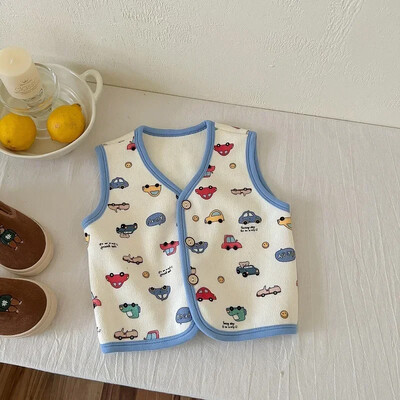 Ziemas zīdaiņu vestes Flīsa jakas bez piedurknēm bērniem silti zēni meitenes vējjaka multfilma zieds jauks mazuļa vestes apģērbs