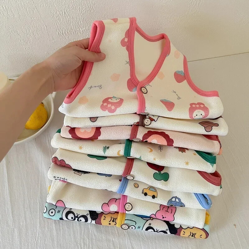 Ziemas zīdaiņu vestes Flīsa jakas bez piedurknēm bērniem silti zēni meitenes vējjaka multfilma zieds jauks mazuļa vestes apģērbs