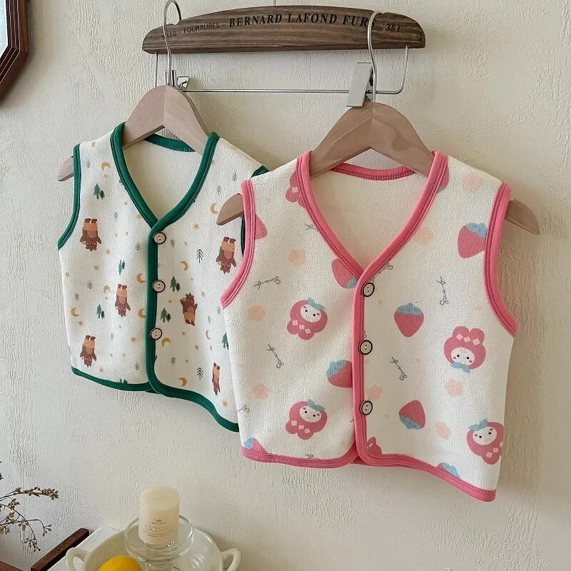 Ziemas zīdaiņu vestes Flīsa jakas bez piedurknēm bērniem silti zēni meitenes vējjaka multfilma zieds jauks mazuļa vestes apģērbs
