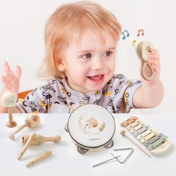 Музикални инструменти Montessori Music Baby 0 12 месеца Играчки Барабан Ксилофон Детски ранни образователни дървени инструменти Бебешки играчки