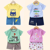2 DB Gyerek Szettek anya Gyerek Ruha Fiú Lány Póló Rövidnadrág Nyári Pamut Rövid ujjú Baba Gyerekruházat Tipegő öltöny
