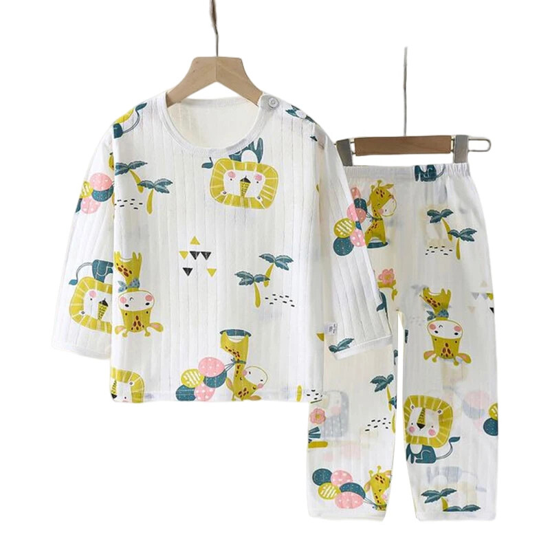 Medvilniniai Vaikiški Drabužiai Vaikiški Pižamos Komplektai Namai Miegoti Drabužiai Vaikiški Drabužiai Berniukas Mergaitei Rudens žiemos marškinėliai Viršutinės kelnės Kostiumai