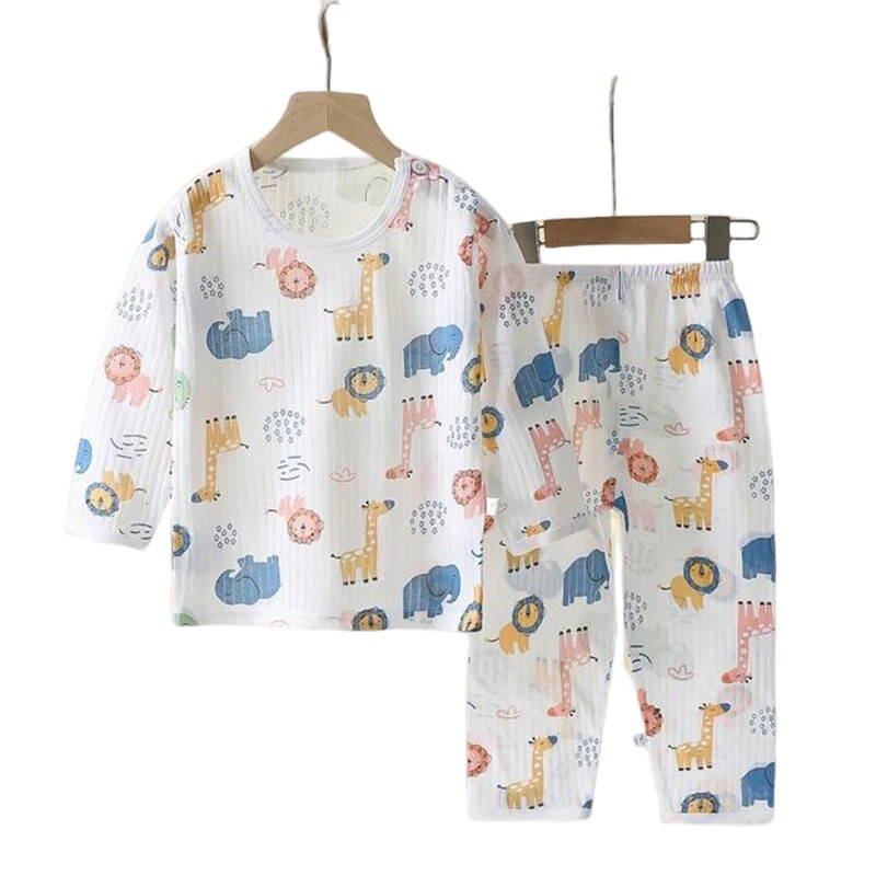 Medvilniniai Vaikiški Drabužiai Vaikiški Pižamos Komplektai Namai Miegoti Drabužiai Vaikiški Drabužiai Berniukas Mergaitei Rudens žiemos marškinėliai Viršutinės kelnės Kostiumai
