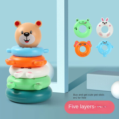 0 12 mēnešu puzle, piramīdas torņa kauss, sakraušanas pīļu rotaļlietas, Montesori izglītojošas pludmales bērnu baseina rotaļlietas zēnam grila dāvana