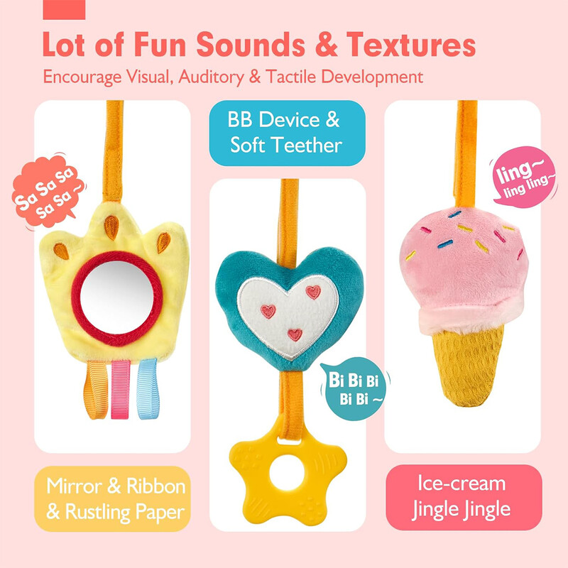 1vnt Kūdikio spalvos vienaragio lova, apvyniota aplink lovą, pakabinama Saugios sėdynės patogūs žaislai automobiliniame vežimėlyje patogi lėlė