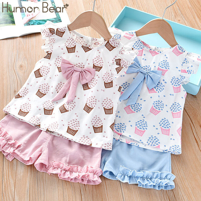 Humor Bear NAUJAS mergaičių drabužių rinkinys be rankovių, vasariniai ledai, marškinėliai + kelnės, 2 vnt., kostiumas, mažylis, vaikiški drabužiai