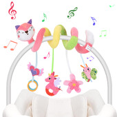 Rotaļlietas autosēdeklīšiem zīdainim Rozā lapsas spirālveida aktivitāte Plīša piekārtie grabulīši rotaļlietas Ratiņu maņu rotaļlieta jaundzimušajam dāvanai