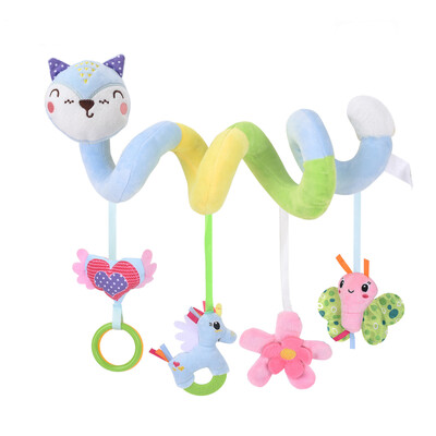 Rotaļlietas autosēdeklīšiem zīdainim Rozā lapsas spirālveida aktivitāte Plīša piekārtie grabulīši rotaļlietas Ratiņu maņu rotaļlieta jaundzimušajam dāvanai