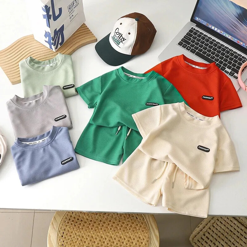 Nyári Gyerek Fiú Lány Ruházati Szettek Gyerek Rajzfilm Póló Rövidnadrág 2db/Szett Kisgyermek szabadidős sportruhák baba pamut tréningruhák