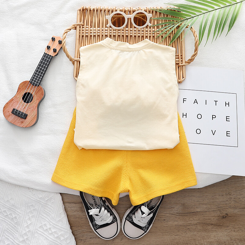 Nauji vasariniai kūdikių berniukų drabužiai, kostiumai vaikams animacinių filmų liemenės šortai, 2 vnt. / rinkiniai kūdikių apranga Mažylių laisvalaikio kostiumai, vaikiški sportiniai kostiumai