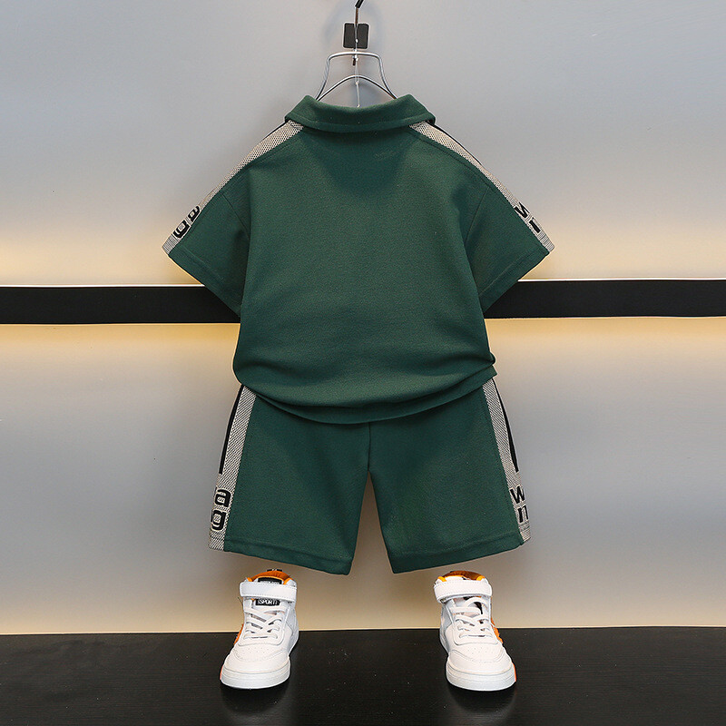 Új, levélmintás gyerekeknek póló rövidnadrág 2db/szett Új divatos baba fiú fiú lány ruházat gyermek atléta 0-5 éves korig