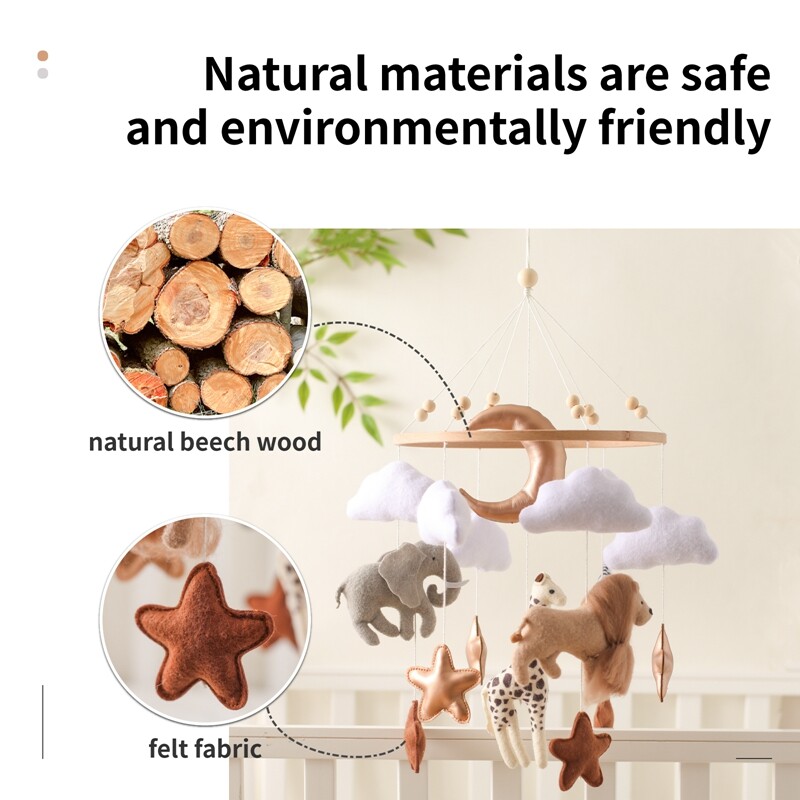 Kiságy mobil ágy csengő fa baba csörgők puha filc Rajzfilm állatágy harang újszülött zenedoboz akasztós játék kiságy konzol babaajándékok
