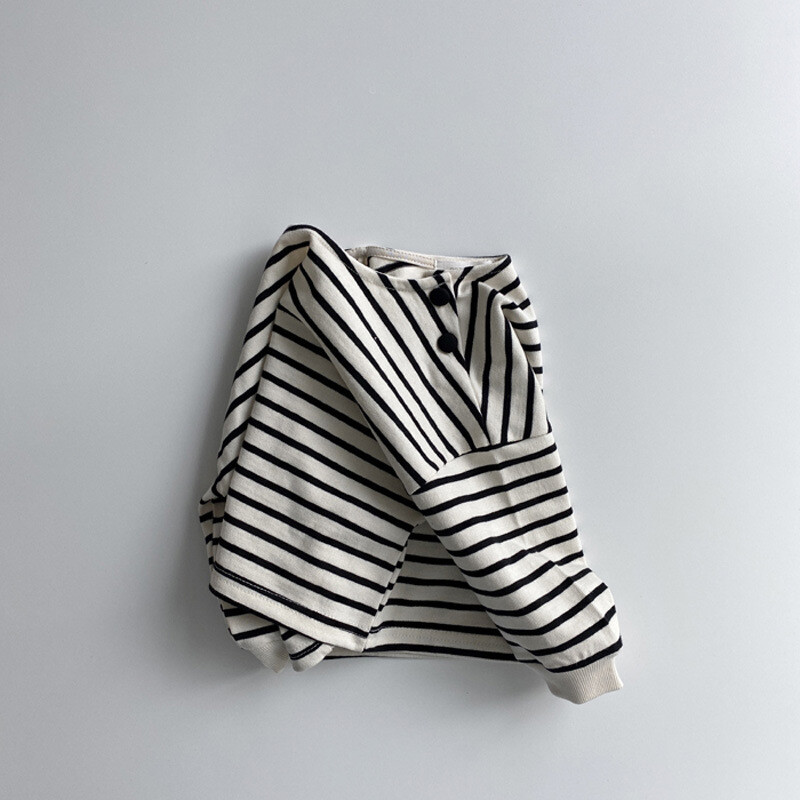 Nauji rudeniniai marškinėliai mergaitei ilgomis rankovėmis marškinėliai vaikams medvilniniai dryžuoti apatiniai viršutiniai kūdikių berniukų laisvi kasdieniai megztiniai vaikiški drabužiai