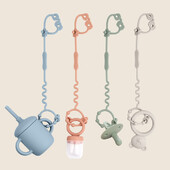 Jaunas silikona zobu rotaļlietas, kas paredzētas Teether, regulējamas multfilmu knupīšu ķēdītes, bērnu knupīšu turētājs, ratiņu aksesuāri.