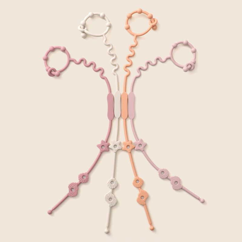 Jaunas silikona zobu rotaļlietas, kas paredzētas Teether, regulējamas multfilmu knupīšu ķēdītes, bērnu knupīšu turētājs, ratiņu aksesuāri.