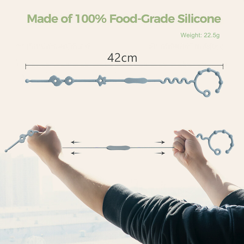 Jaunas silikona zobu rotaļlietas, kas paredzētas Teether, regulējamas multfilmu knupīšu ķēdītes, bērnu knupīšu turētājs, ratiņu aksesuāri.