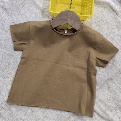 0-4 éves Kisgyermek Gyerek Baba Fiú Lány Ruhák Nyári Pamut póló Rövid ujjú egyszínű Vintage póló Gyerek felsők Csecsemők