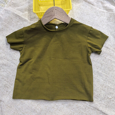 0-4 éves Kisgyermek Gyerek Baba Fiú Lány Ruhák Nyári Pamut póló Rövid ujjú egyszínű Vintage póló Gyerek felsők Csecsemők