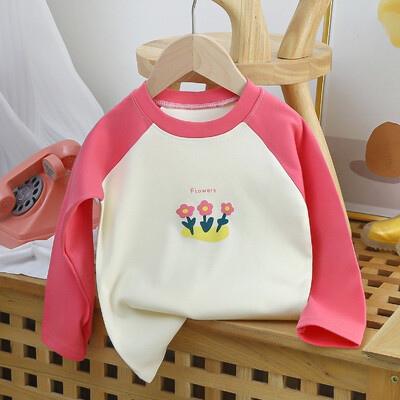 Bērnu T-krekls ar garām piedurknēm Karikatūra Kokvilna Rudens Zēna T-krekls Apģērbs Meitenes Apģērbs Apakškrekls Bērniem Ar garām piedurknēm