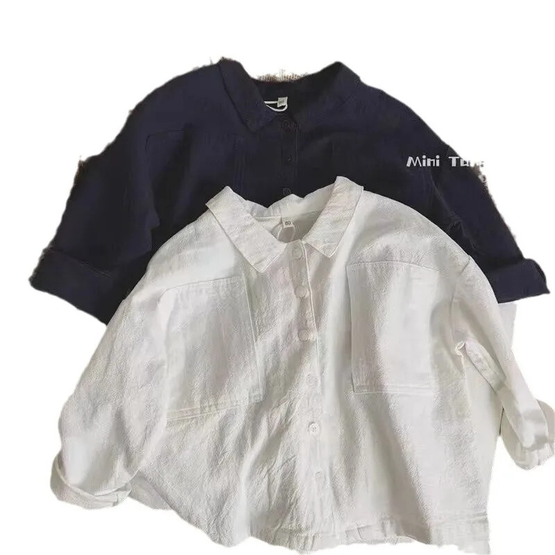 Bērnu krekls Vintage japāņu stila kokvilnas lina bērnu tops bez piedurknēm zēniem virsdrēbes jaka pavasara rudens sezona