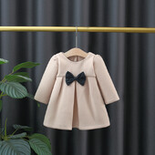(6 mėnesių - 3 metų amžiaus) Naujas korėjietiško stiliaus paltas mergaitei rudeniui ir žiemai, vaikiški drabužiai ilgomis rankovėmis Sweet Bow