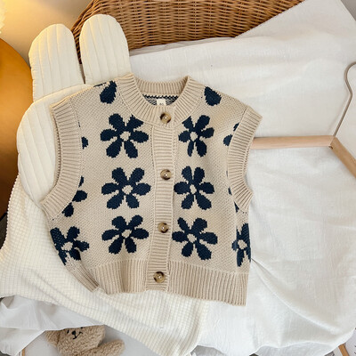 Őszi baba pulóver Vintage Kötött Gyerek Mellények Lányoknak Fiúk Mellény Gyerek Kardigán Kabát Csecsemők Ruházat Babaruhák