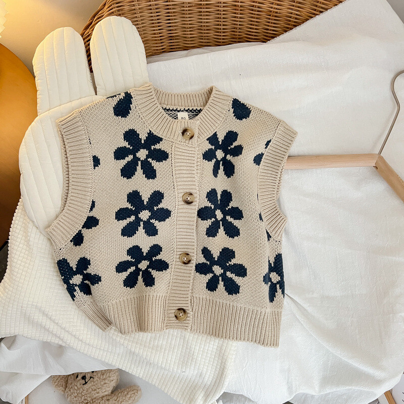 Őszi baba pulóver Vintage Kötött Gyerek Mellények Lányoknak Fiúk Mellény Gyerek Kardigán Kabát Csecsemők Ruházat Babaruhák