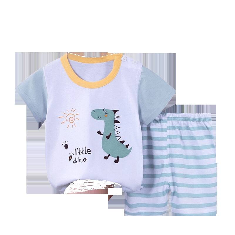 Marškinėliai + šortai 2 dalių drabužių rinkinys pižamos vasaros vaikams kūdikiams berniukams mergaitėms medvilninis laisvalaikio sportinis kostiumas animacinių filmų dinozaurų drabužių kostiumas