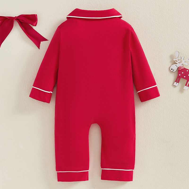 Mergaičių berniuko pižama, užsegama 1-os dalies pižama, raudona kalėdinė Pjs naujagimių ligoninės drabužiai