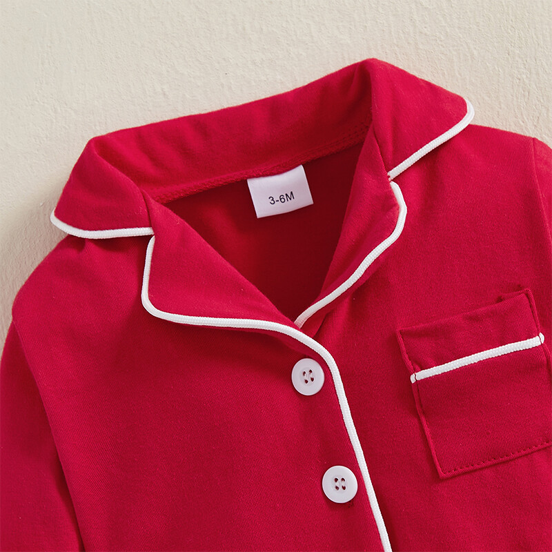 Mergaičių berniuko pižama, užsegama 1-os dalies pižama, raudona kalėdinė Pjs naujagimių ligoninės drabužiai