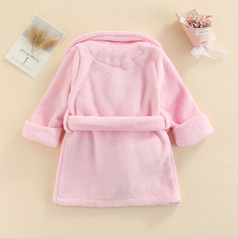 Toddler Baby Flaneļa peldmētelis Ciets/Leoparda drukas kabatas halāts ar jostu meitenēm Zēniem Zīdaiņu dvieļi Bērnu halāts ar jostu