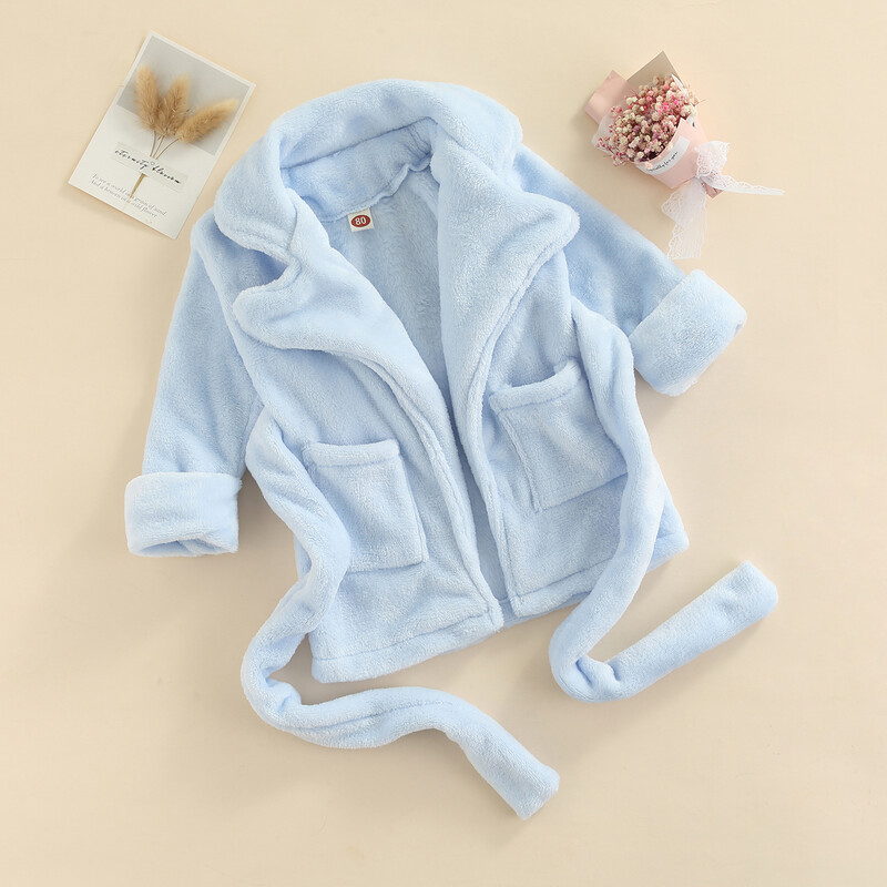 Toddler Baby Flaneļa peldmētelis Ciets/Leoparda drukas kabatas halāts ar jostu meitenēm Zēniem Zīdaiņu dvieļi Bērnu halāts ar jostu