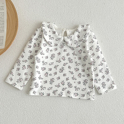 2024 m. naujojo rudens korėjietiško stiliaus naujagimių marškinėliai, vaikiški drabužiai ilgomis rankovėmis medvilniniai spaudiniai kūdikių megztiniai kūdikiams