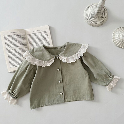 2024. gada jauns rudens korejiešu stila jaundzimušo meiteņu T-krekls, bērnu apģērbs ar garām piedurknēm, kokvilnas apdrukas topiņi zīdaiņiem