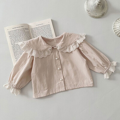 2024. gada jauns rudens korejiešu stila jaundzimušo meiteņu T-krekls, bērnu apģērbs ar garām piedurknēm, kokvilnas apdrukas topiņi zīdaiņiem