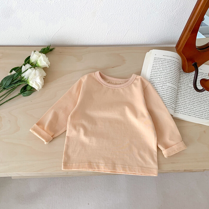 Rūbai kūdikiams Mažiems berniukams Medvilniniai ilgomis rankovėmis marškinėliai Pavasario rudens apranga Mergaitei Kūdikiui Tvirtas apatinis marškinėliai Vaikiški marškinėliai dryžuoti marškinėliai