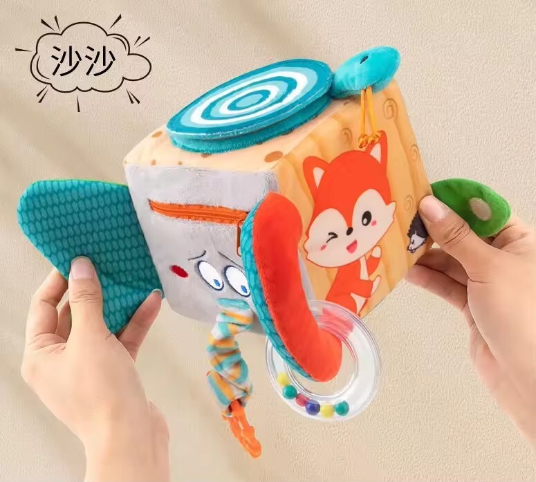 Ankstyvasis mokomasis minkšto audinio kubas kūdikių audiniams, veikla, peizažas, audinio blokas kūdikiui 0 12 mėnesių Barškučiai Mobilieji Muzikiniai žaislai